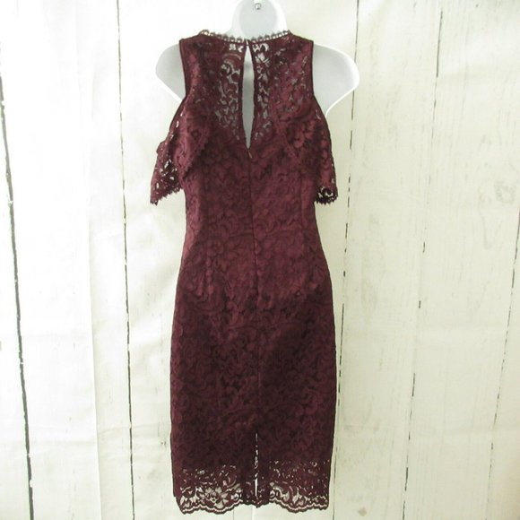 White House Black Market Dress 0 Purple Lace Ruffle - Picture 2 of 6